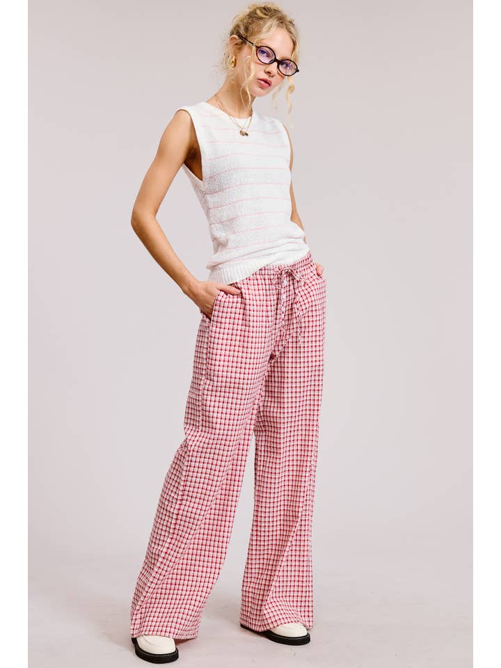 Mimosa - Wholesale Lounge Sweatpants/Joggers - Women's - Gingham Boxer Lounge Pants with Contrast Waistband