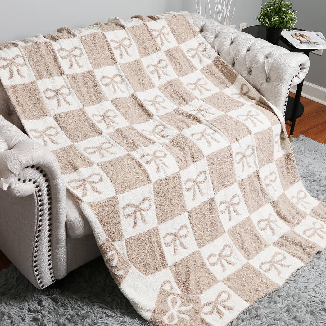 Fashion City - Wholesale Throw Blanket - RIBBON AND CHECKERED Cozy Soft Throw Blanket 5