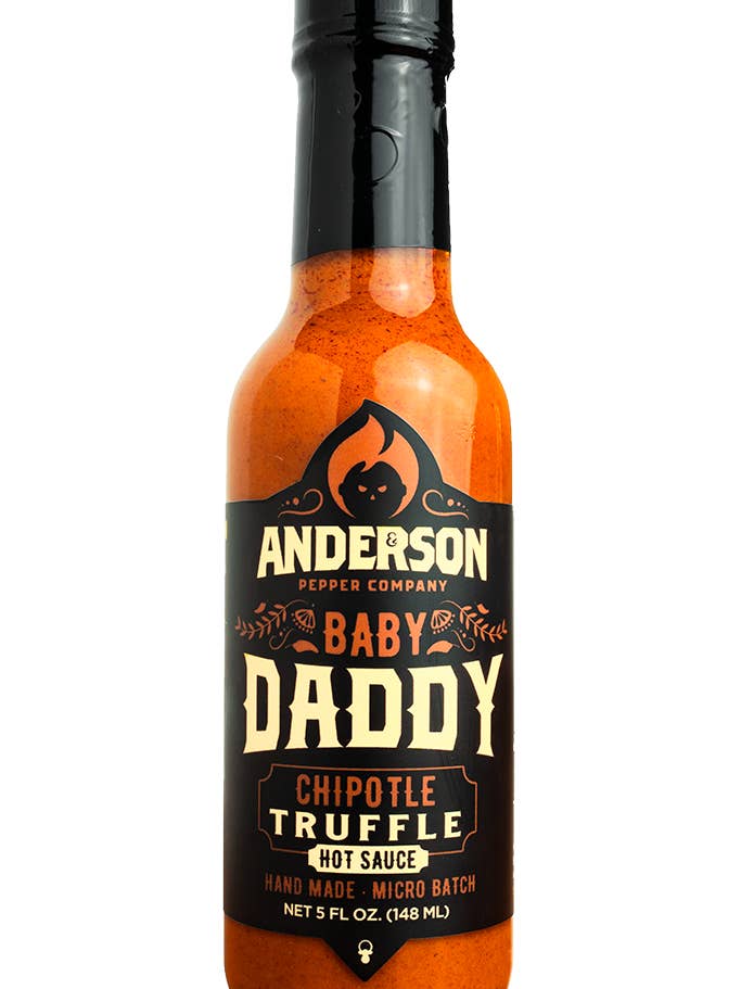 Baby Daddy Chipotle Truffle Hot Sauce for wholesale by Anderson & Son Pepper Co.