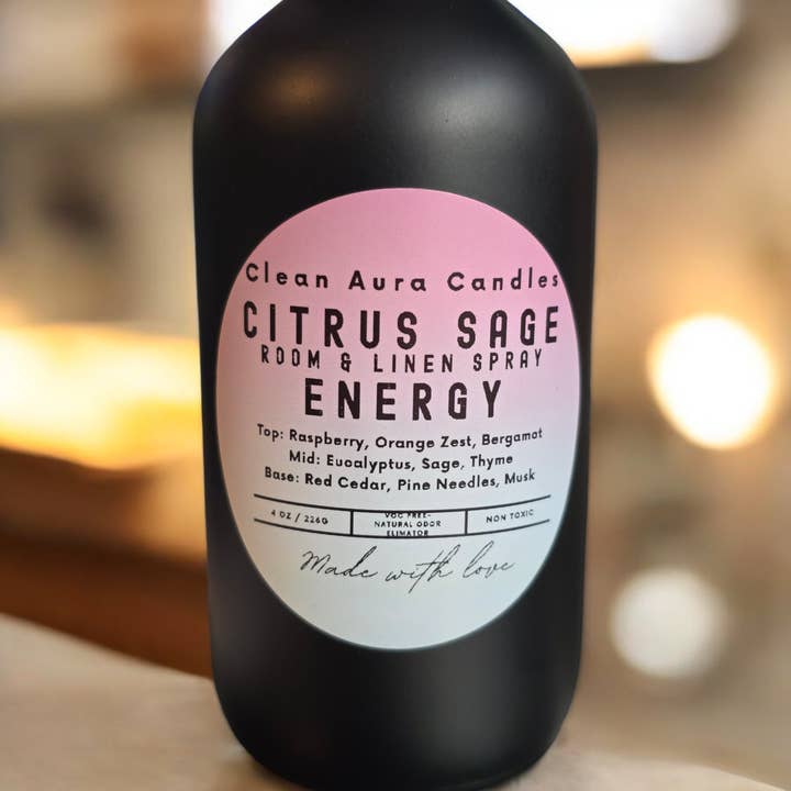 Citrus Sage Energy kamer- en linnenspray voor wholesale door Clean Aura Candles