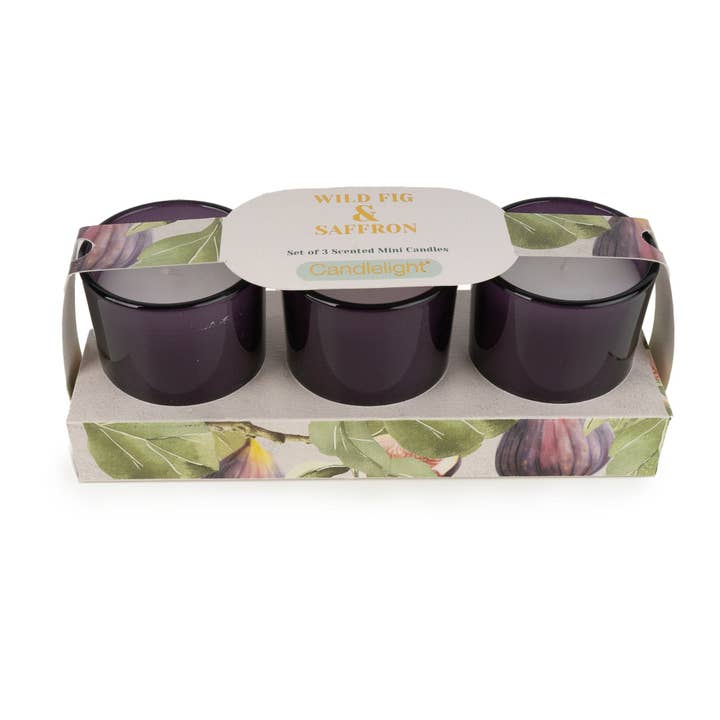 Set of 3 Votive Candles - Wild Fig & Saffron 6pk for wholesale by Candlelight Products Ltd