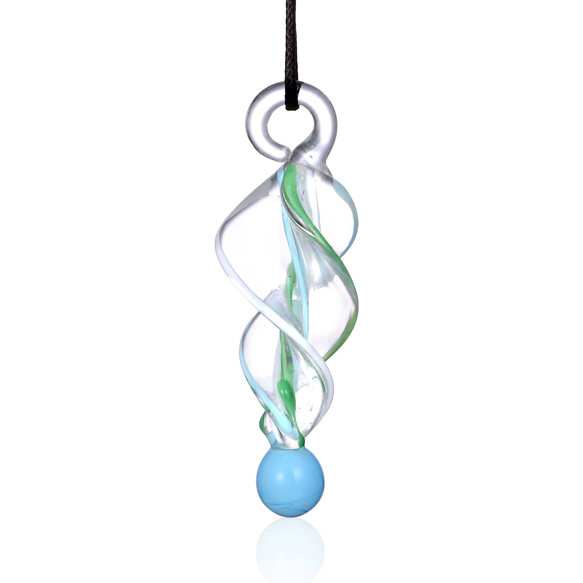 BESHEEK JEWELRY - Wholesale Pendant/Charm Necklace - Blown Glass Lampwork Art Light Blue Tornado Twist Pendant1