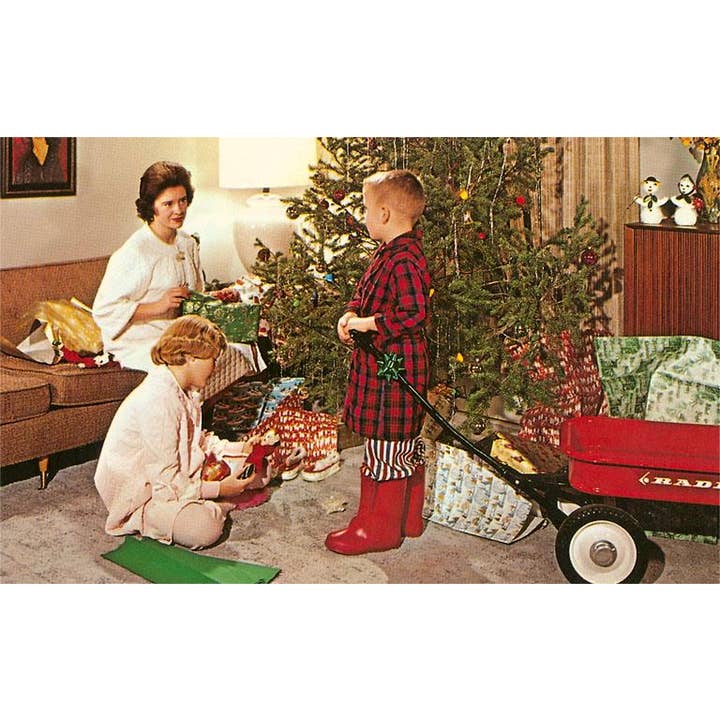 Greeting Card NP-01 Family on Christmas Morning, Retro for wholesale by Found Image Press