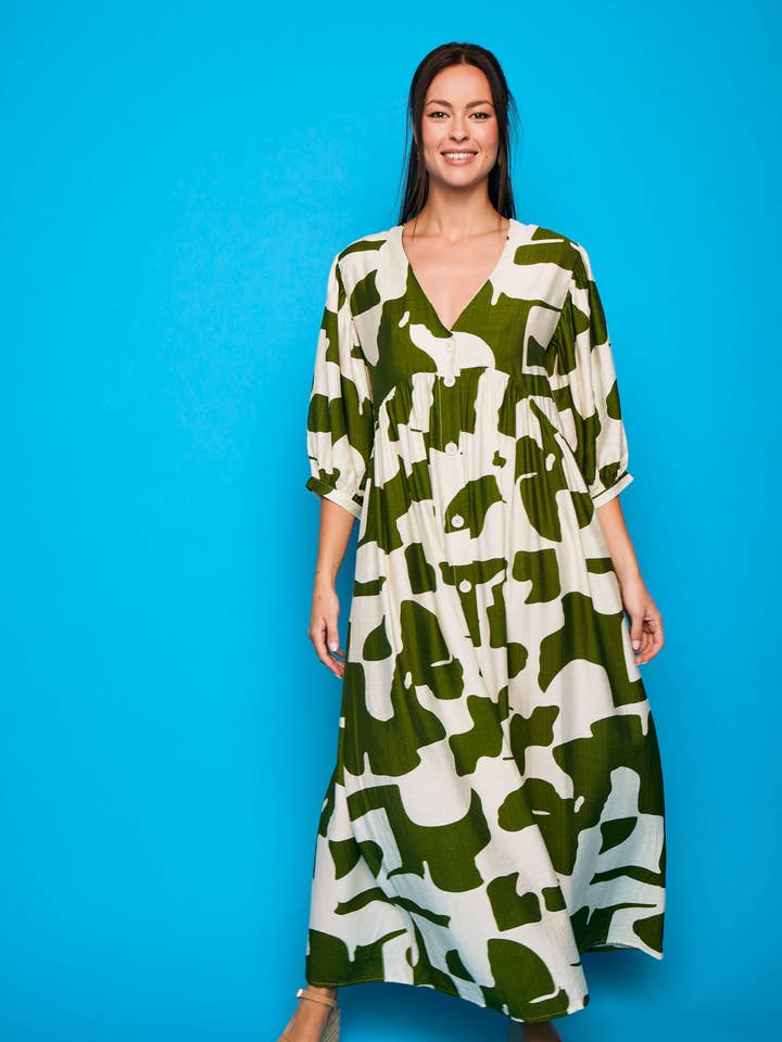Smile – Großhandel Kleid – Damen – Langes Kleid Cambrils Grün1