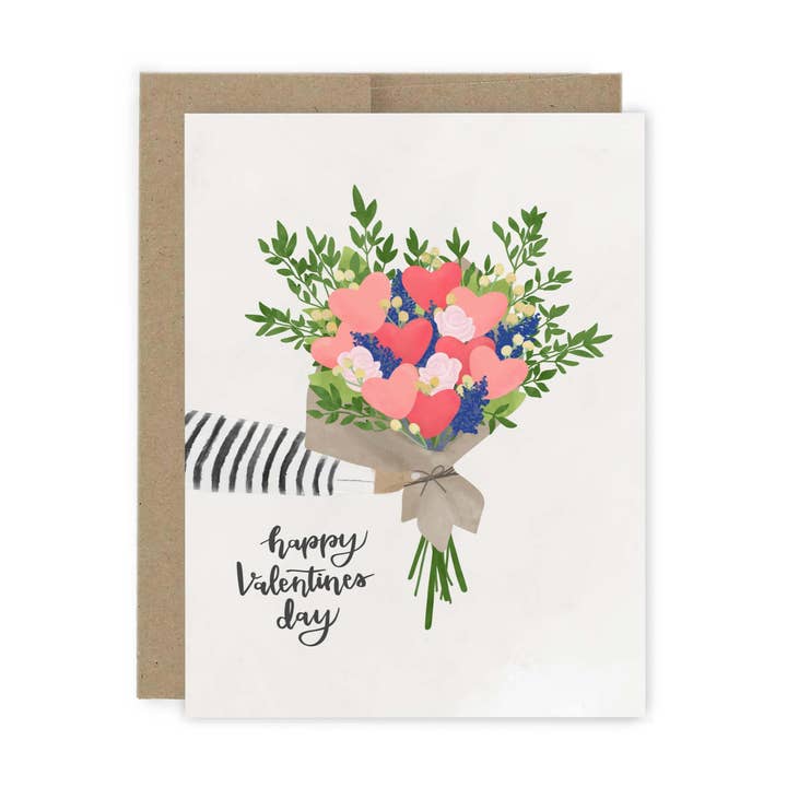 Happy Valentines Day Bouquet Card for wholesale by Holyome Design Co.