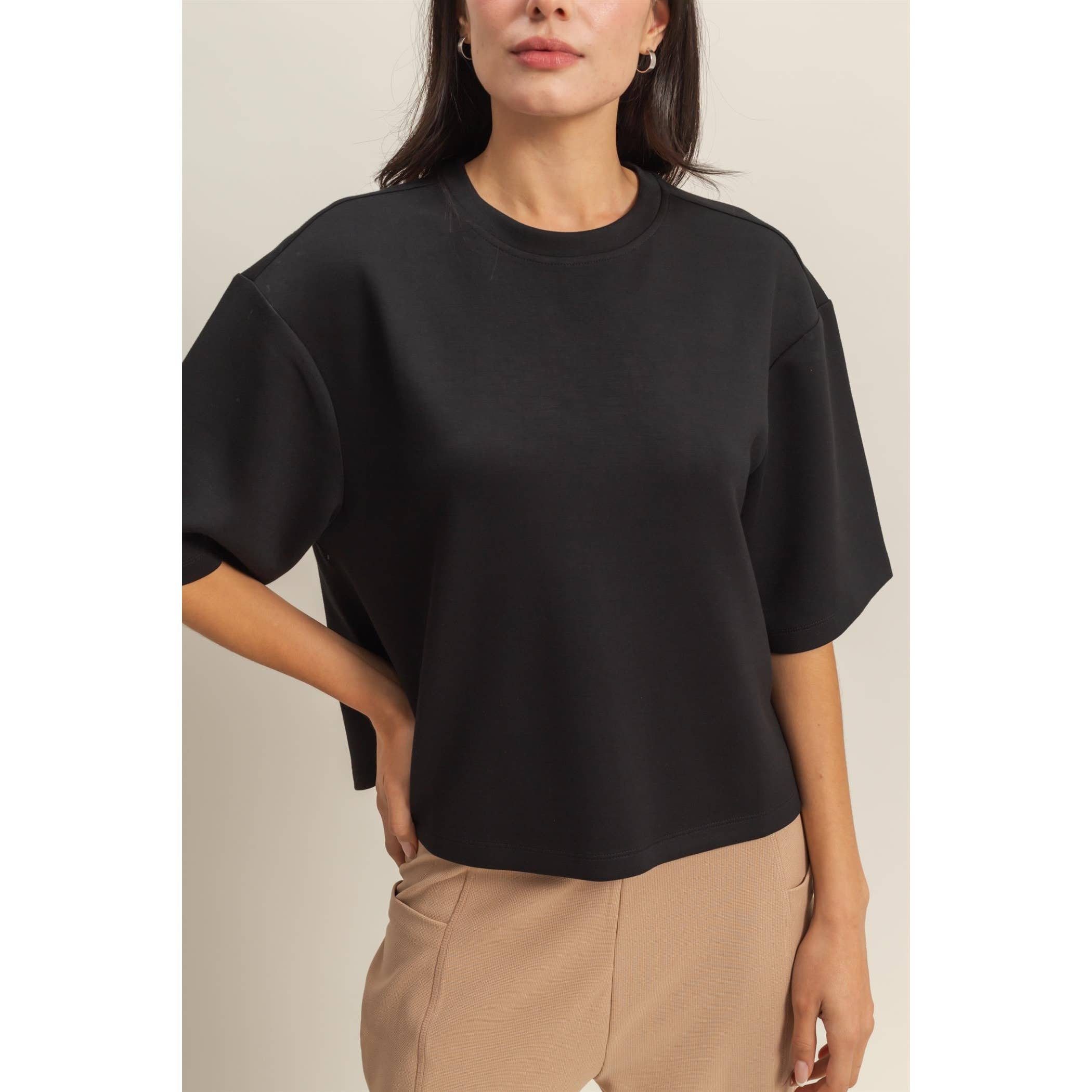 HYFVE - Wholesale Shirt - Women's - Double Knit Drop Shoulder Everyday Basic Top18
