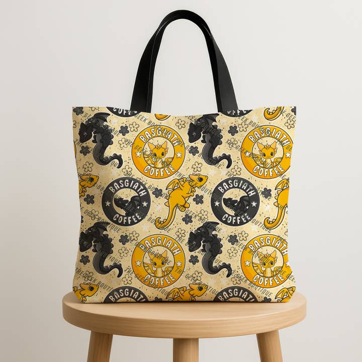 Book Dragon Coffee Co Romantasy FW Large Zipper Tote Bag for wholesale by The Geek Boutique