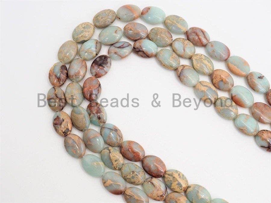 BestBeads&Beyond - Wholesale Beads - Quality Natural African Opal Flat Oval Smooth Beads, 8x10/10x14mm African Opal beads, Gemstone Beads, 15.5inch strand, SKU#U3152