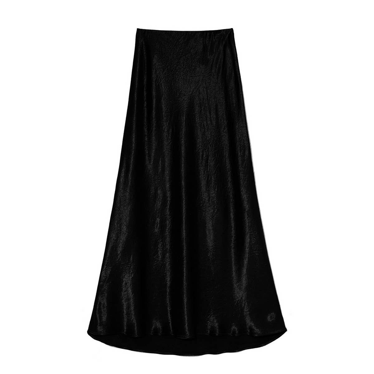 ACCITY - Wholesale Skirt - Women's - SATIN SKIRT HIGH WAIST ELASTIC PATTERN LONG SKIRT_CWBSS03842
