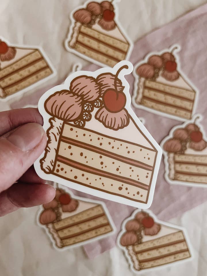 Eat Cake Vinyl Sticker Vintage Style Cake Slice Coquette for wholesale by Flora West Design