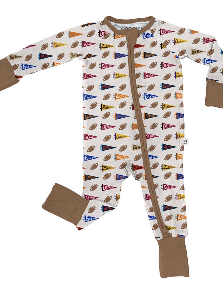 Varsity Football Flags - LS Convertible Zip PJs for wholesale by Goosies