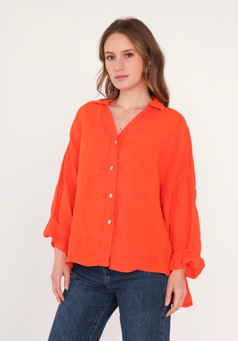 LINEN & COTTON HOUSE - Vente Chemise à col boutonné – femme - CHEMISE EN LIN. 48902 NINA36