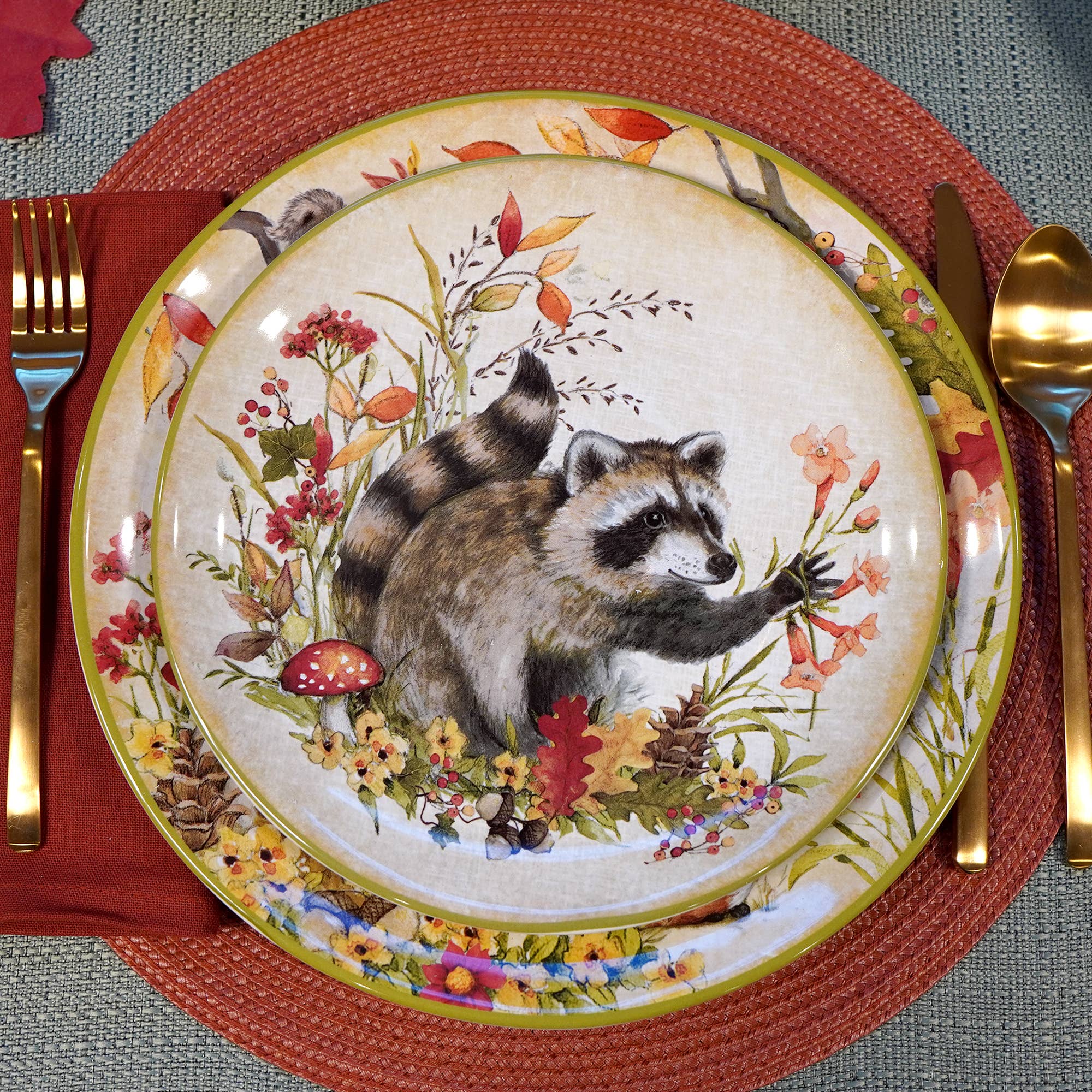 Certified International - Wholesale Appetizer Serveware - Woodland Critters Fall Dessert Plate 9in asst.1