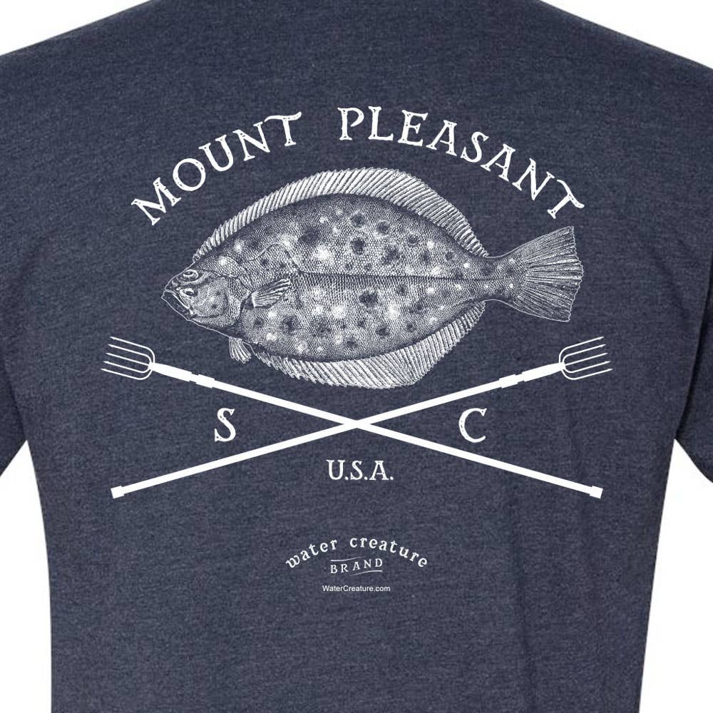 Heather Navy Flundra Gigs, Fiskeskjorta, Anpassningsbar Plats för wholesale på Faire