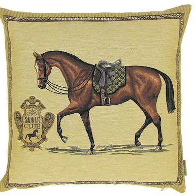 Copricuscino decorativo con motivo cavallo Saddle Club per la vendita all'ingrosso da parte di yapatkwa - art of the loom