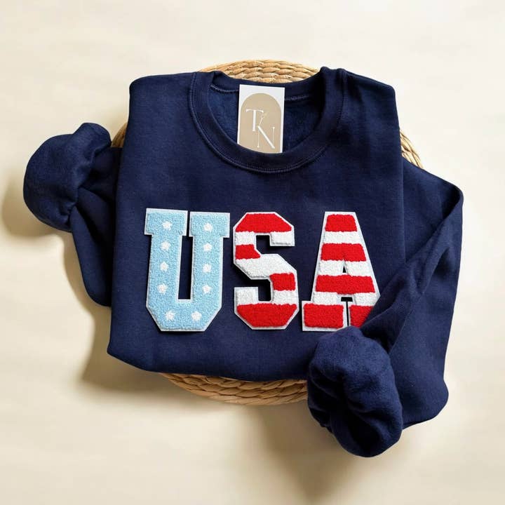 Youth 4th Of July USA Sweatshirt, Kids 4th of July Clothes for wholesale by Threads And Needles, INC.