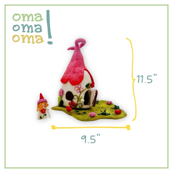 OmaOmaOma! - Wholesale Doll accessory kit – Kids - Waldorf Fairy House Toy - Handcrafted Red Roof Ages 3+2