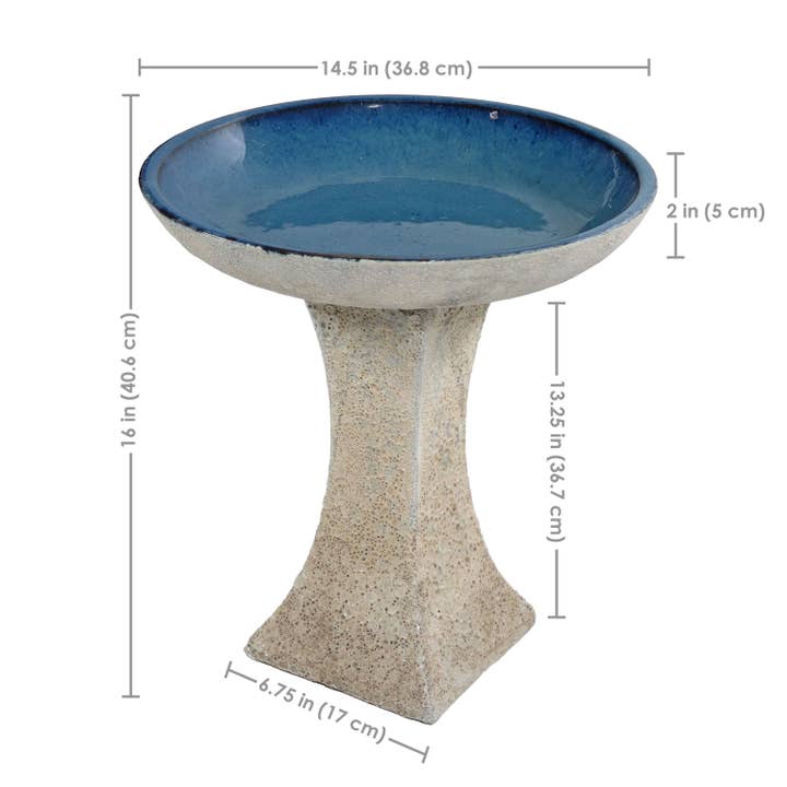 Sunnydaze Decor - Wholesale Bird Bath - Nantes Lava Finish Bird Bath - White Ceramic - 16" H