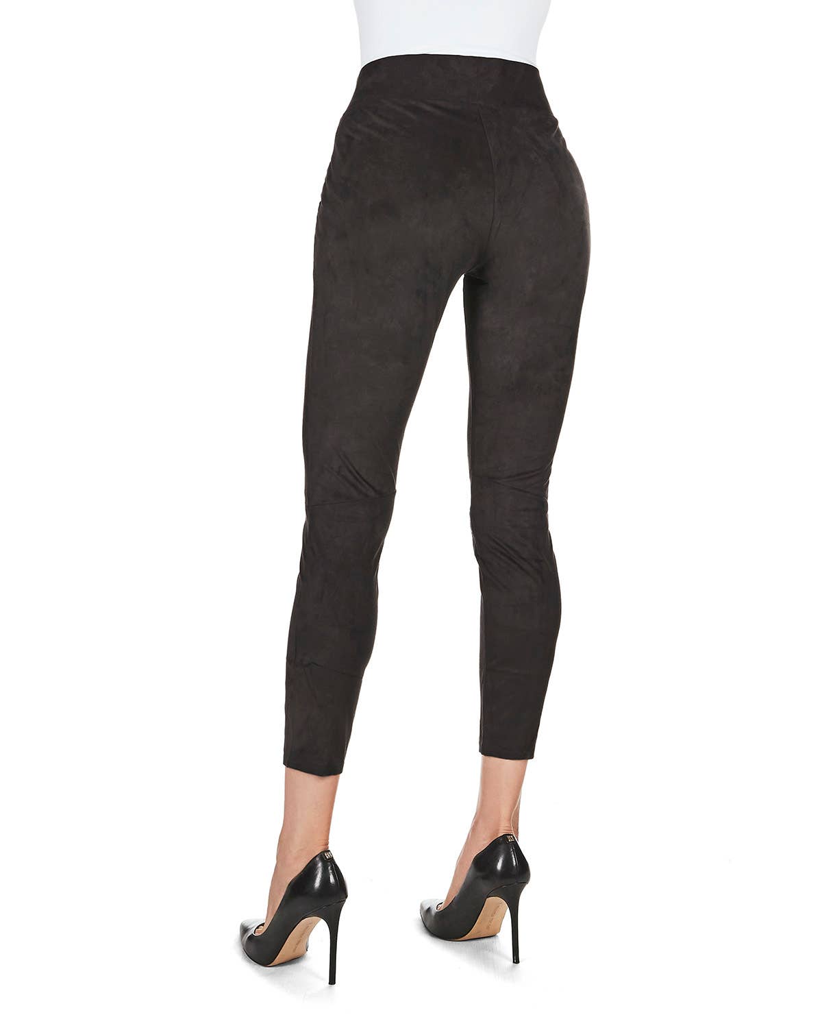 Black SlimMe Vegan Suede Shaping Leggings for wholesale on Faire1