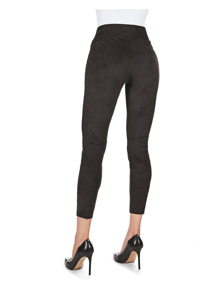Black SlimMe Vegan Suede Shaping Leggings for wholesale on Faire1