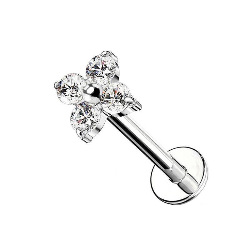 AMORINO SRL - Wholesale Lip Ring - LABRET PIERCING WITH CRYSTAL FLOWER - JQ800L0040