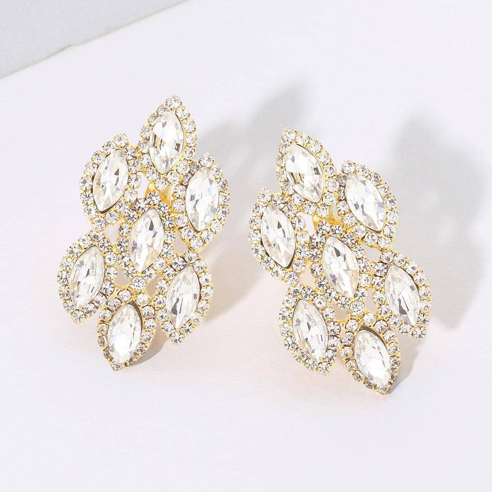 Sensibling Corp. - Wholesale Clip-On Earrings - Marquise Stone Embellished Clip On Earrings12