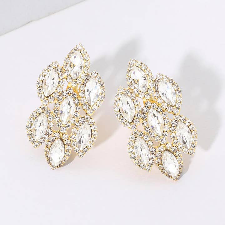 Sensibling Corp. - Wholesale Clip-On Earrings - Marquise Stone Embellished Clip On Earrings12