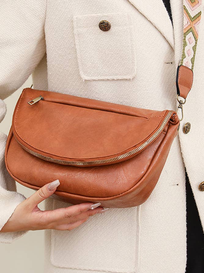 Bolso de hombro liso con cremallera de cuero PU ZLD018 para venta al por mayor de UNISHE