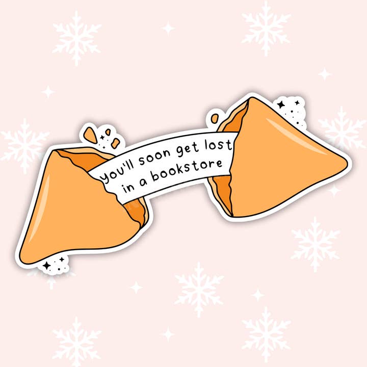 Bookstore Fortune Cookie Sticker for wholesale by Indie Heart Studio