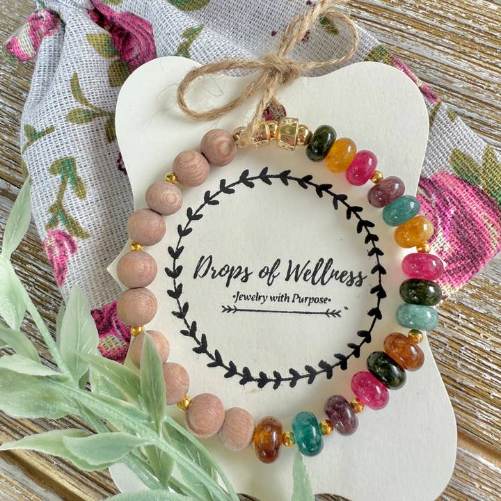 Drops of Wellness Goods - Wholesale Aromatherapy Bracelet - Beaded Bracelet, Stackable Fall Bracelet, Diffuser, The Rina0