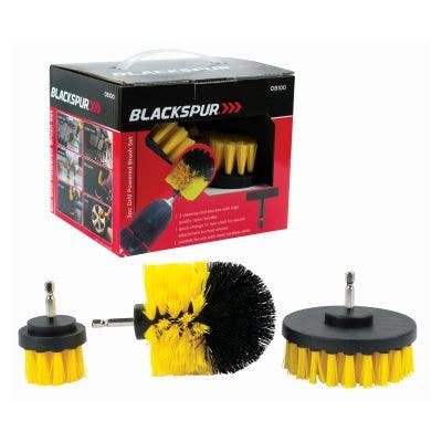 Rinkit Ltd - Wholesale Cleaning Brush - 3pc Yellow Nylon Drill Brush Set - By Blackspur