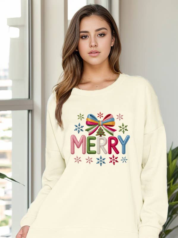 SWEATSHIRT AVEC IMPRIMÉ THREAD MERRY pour la vente par Burgundy Apparel