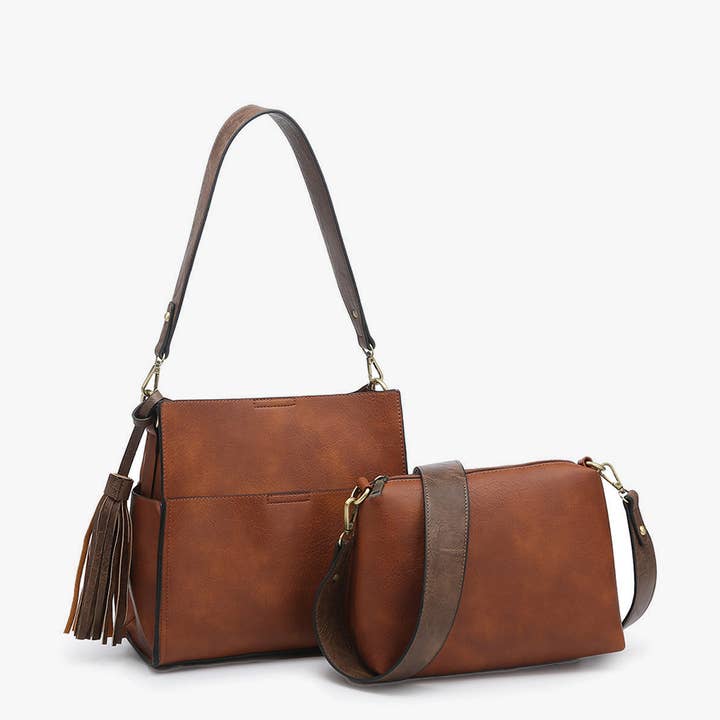 Jen & Co. - Wholesale Shoulder Bag - Women's - M1867 Lyla 2-in-1 Bucket Bag w/ Guitar Strap