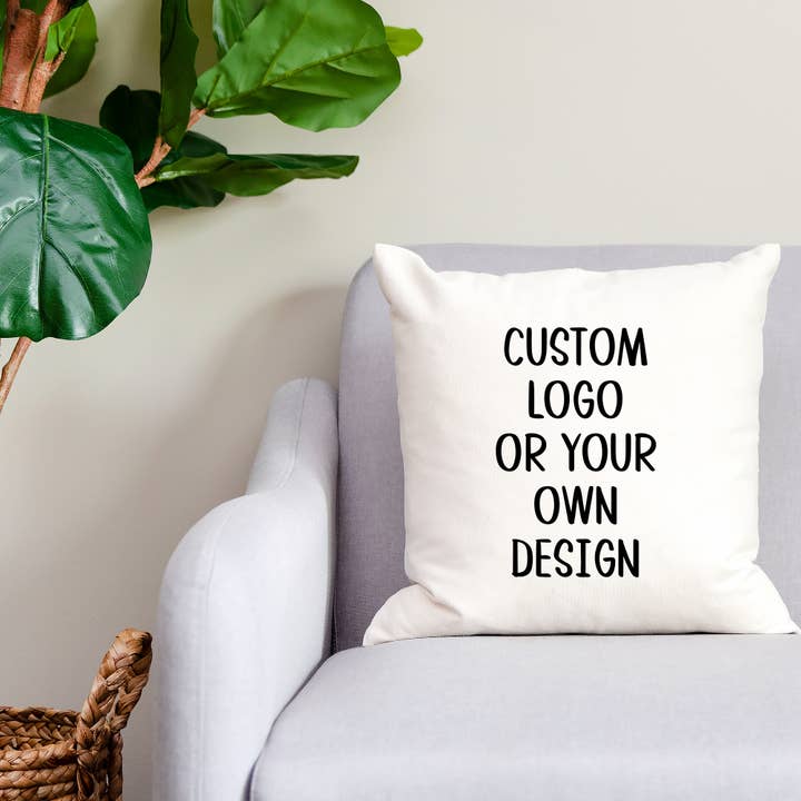 Personalized Custom Logo or Your Design Pillow Cover Only for wholesale by Love You a Latte Shop
