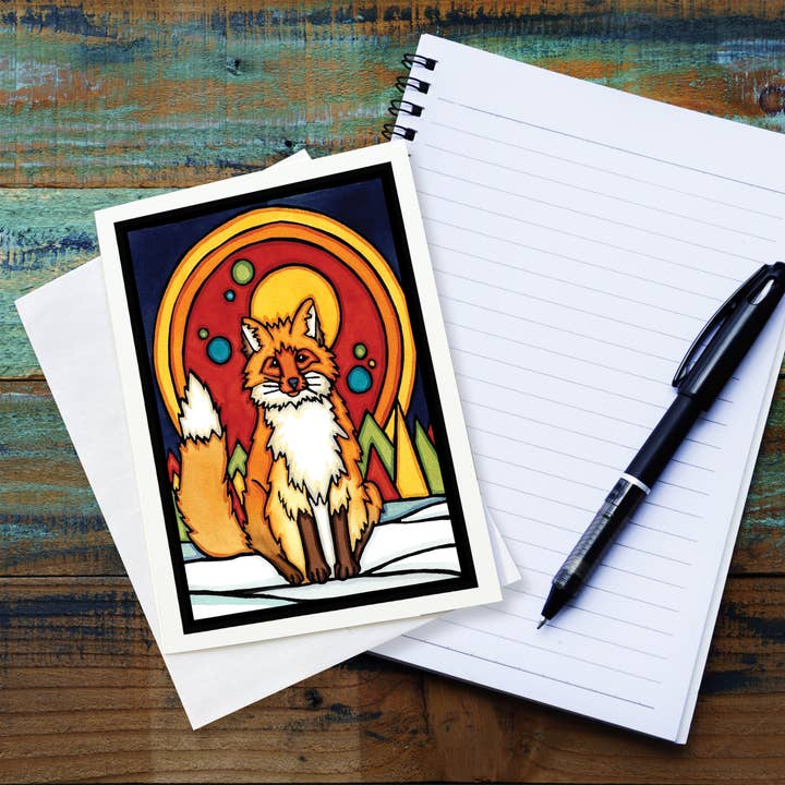 Tarjeta de felicitación Fox in Forest para venta al por mayor de Sarah Angst Art