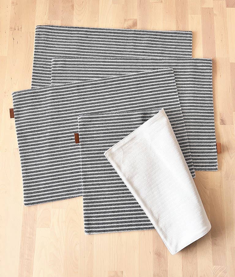 Fennco Styles - Wholesale Placemat - Grey Braided Stripe Two-Side Use Reversible Placemat0