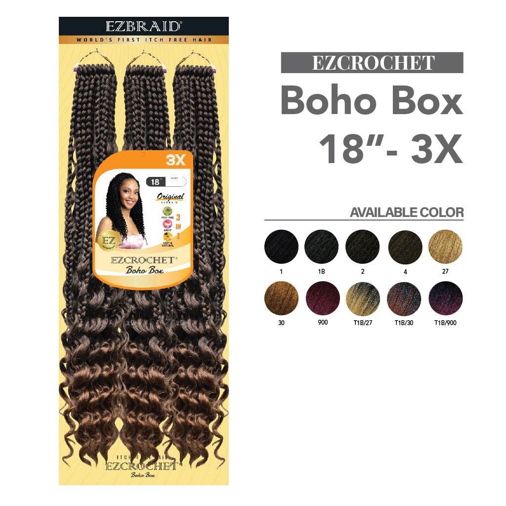 EZBRAID UK - Venta al por mayor Extensiones para el pelo - EZCROCHET Boho Box trenzas de 45 cm - paquete triple8
