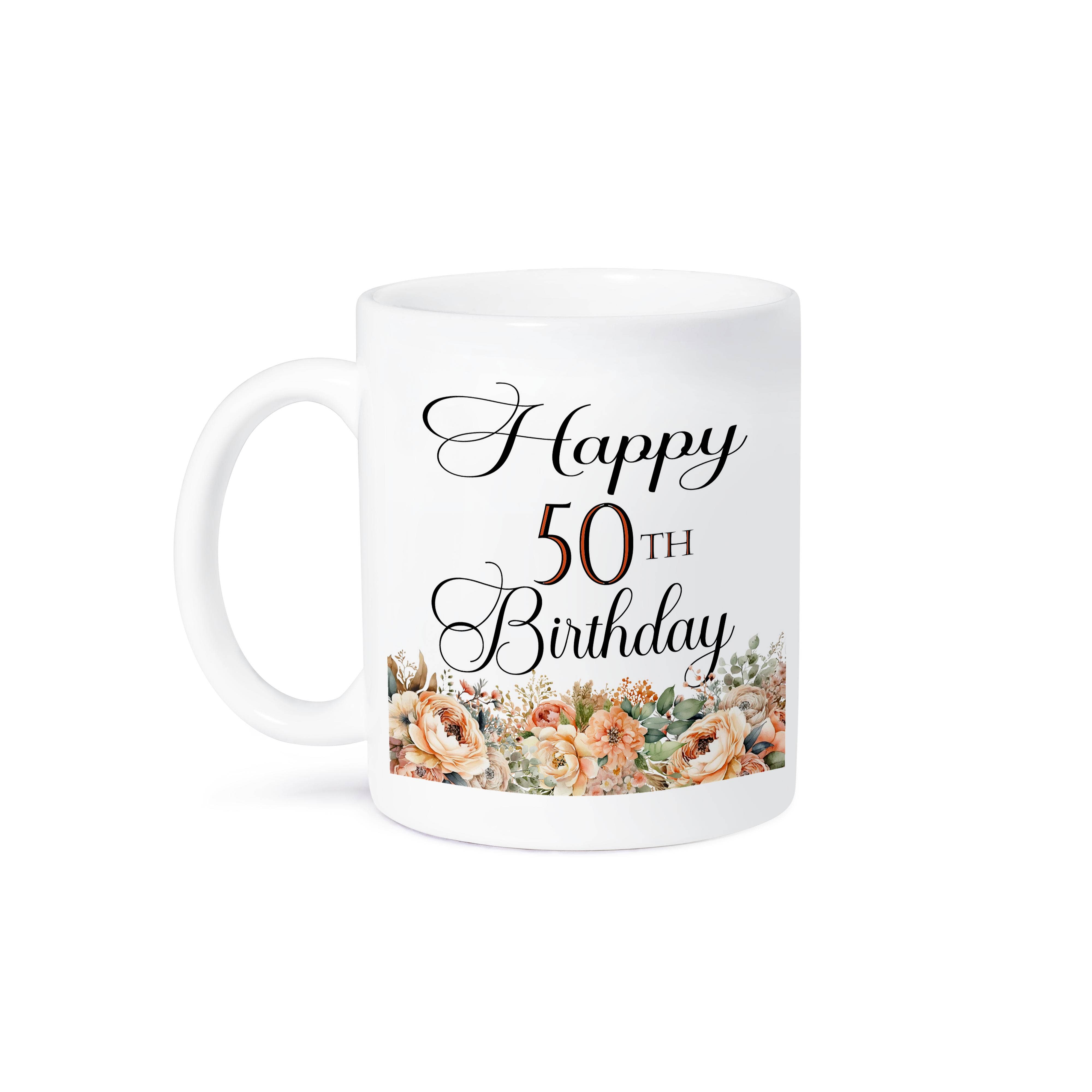 3dRose - Wholesale Coffee Mug - 3dRose, Happy 50th Birthday With Peach Flowers, Mug8