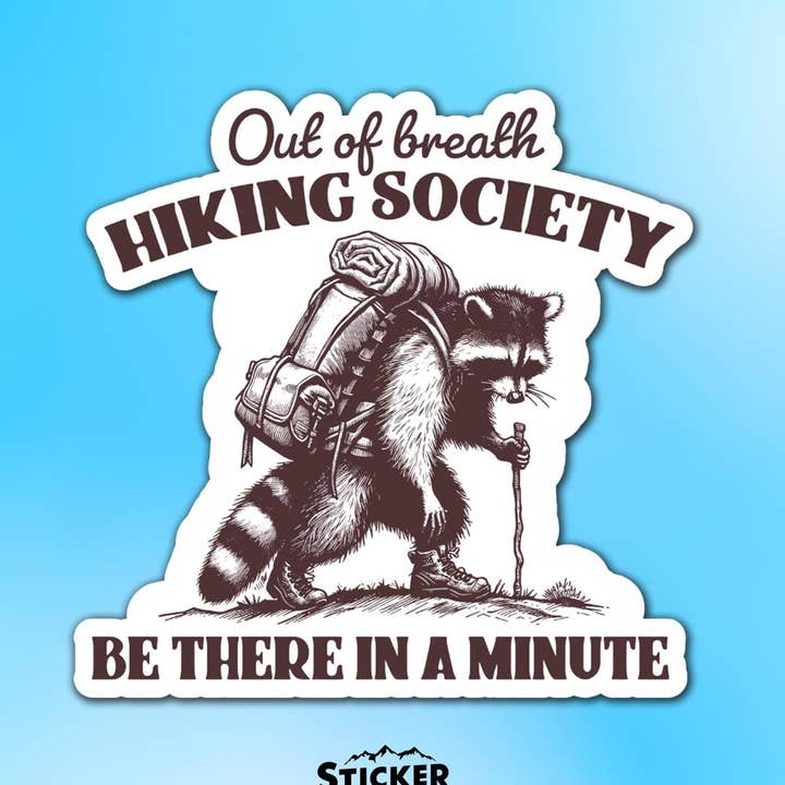 Out of Breath Hiking Society Vinyl Sticker for wholesale by Sticker Lodge