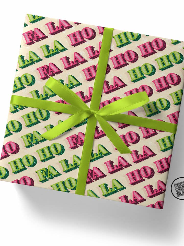 Papier Cadeau de Noël Ho Ho Fa La La - Feuille Plate pour la vente par Sweary Card Lady