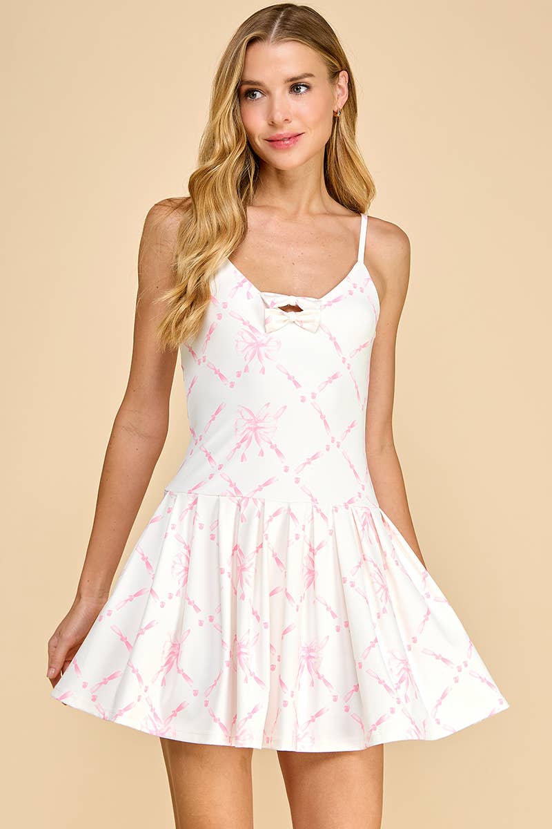 TCEC - Wholesale Athletic Dress - Women's - CD05334-Motion Bow Detail Hidden Pockets Athleisure Dress0