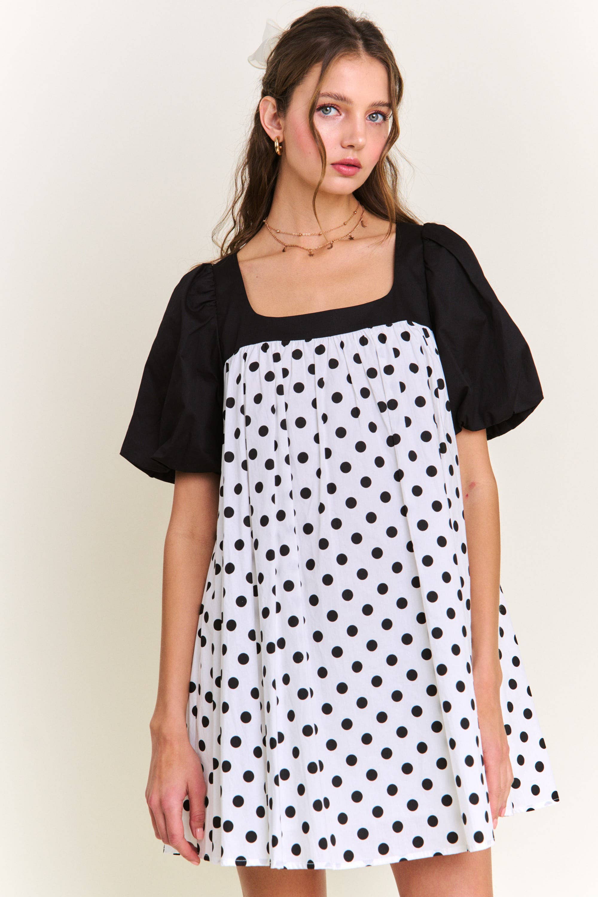 Blanco Minivestido lunares de venta al por mayor en Faire11