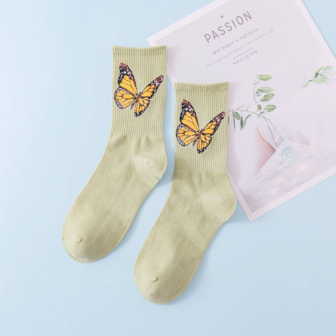 Funkyrel® Atzbranding Limited - Wholesale Socks - Women's - Rufia - Butterfly Print Colorful Socks1