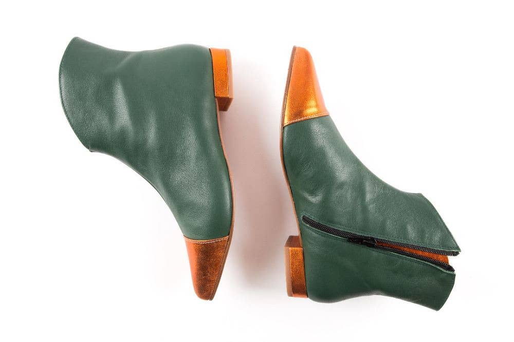 Zapatos Cortel – Engroshandel Støvletter - Dame – Angelines grøn læderankelstøvle2