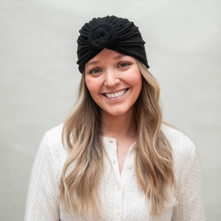 Full Coverage Headwrap in Black – Stretchy, Stay-Put for wholesale by Headbands of Hope | One Purchased One Donated