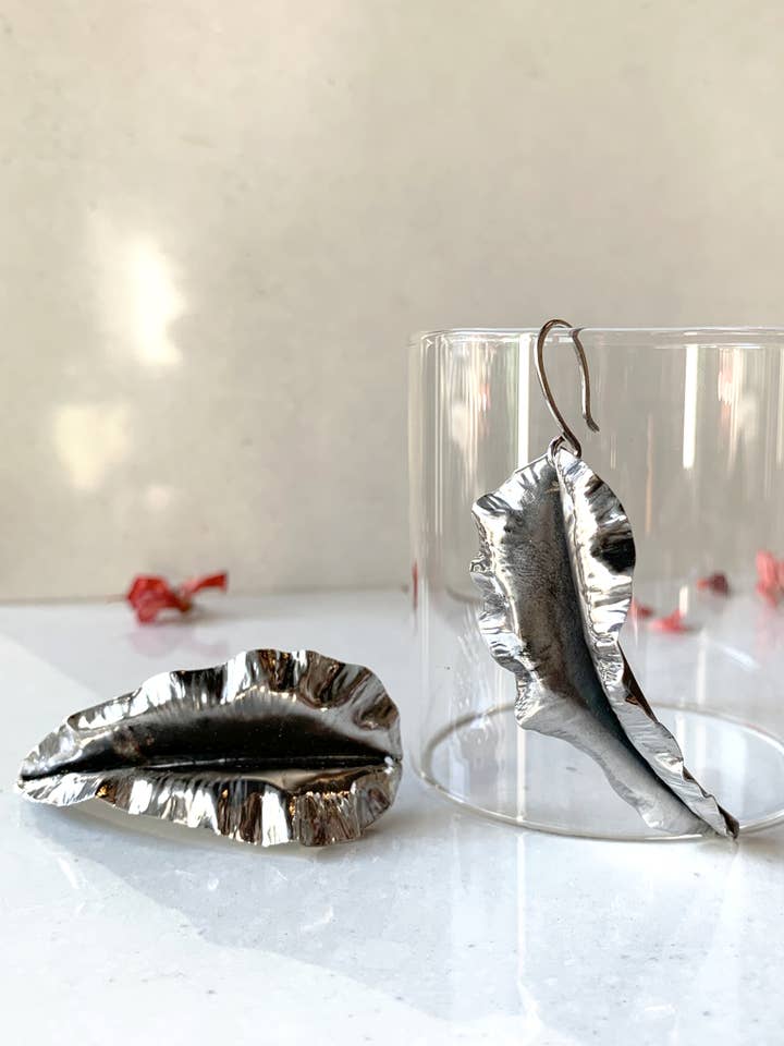 "Medium leaf" dangling earrings for wholesale by Erica Magliano