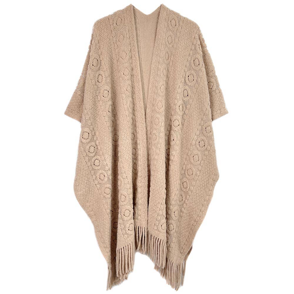 Sensibling Corp. - Vendita all'ingrosso Poncho - Donna - Poncho Ruana all'uncinetto solido12