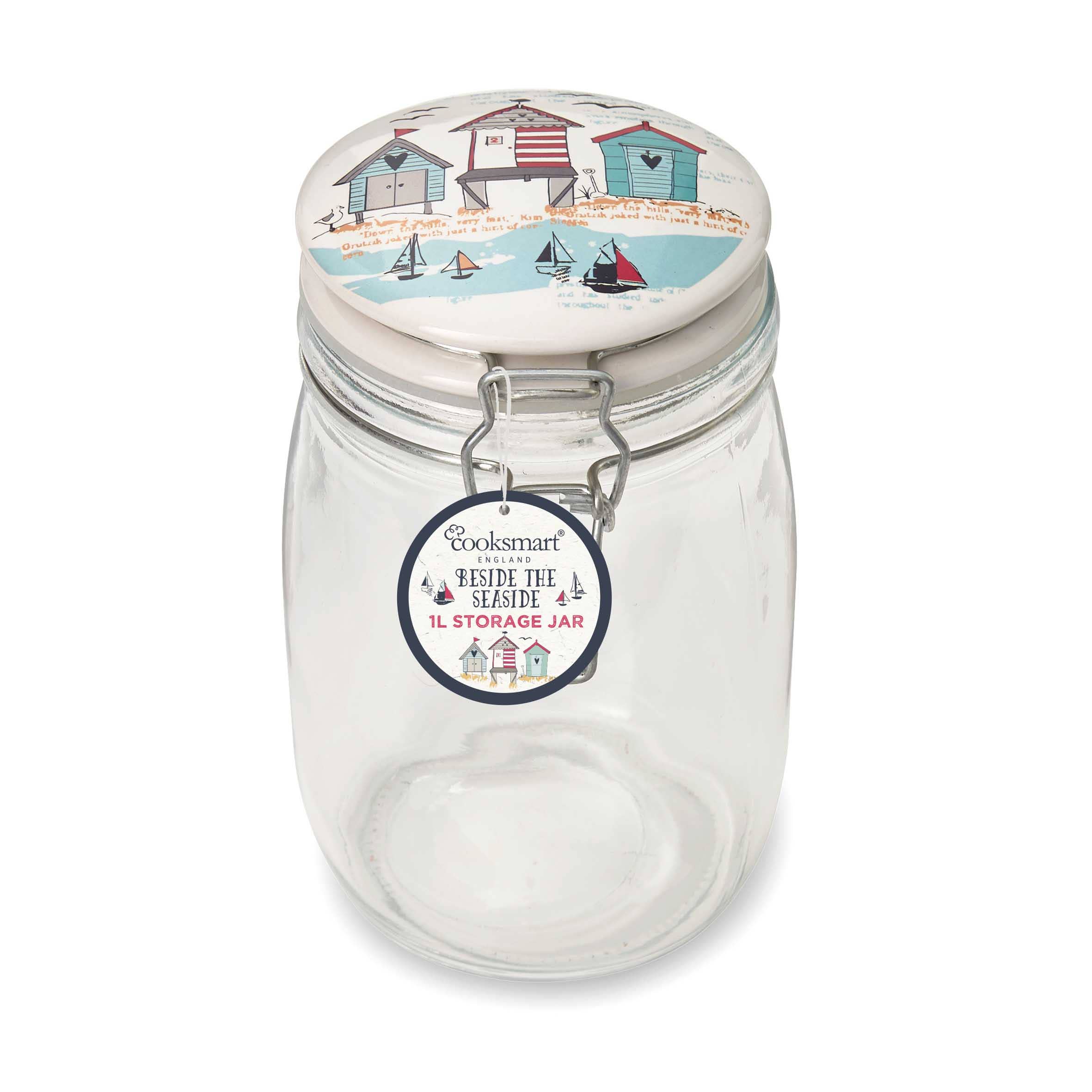 Multi Round Glass Clip Top Jar - 1 Litre Beside Seaside for wholesale on Faire1