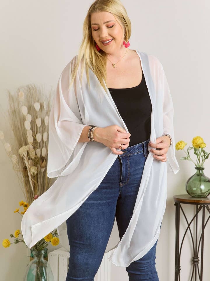 ADORA LA - Venta al por mayor Kimono - Mujer - MYJ13385X - KIMONO DE TALLA GRANDE CON ABERTURAS LATERALES