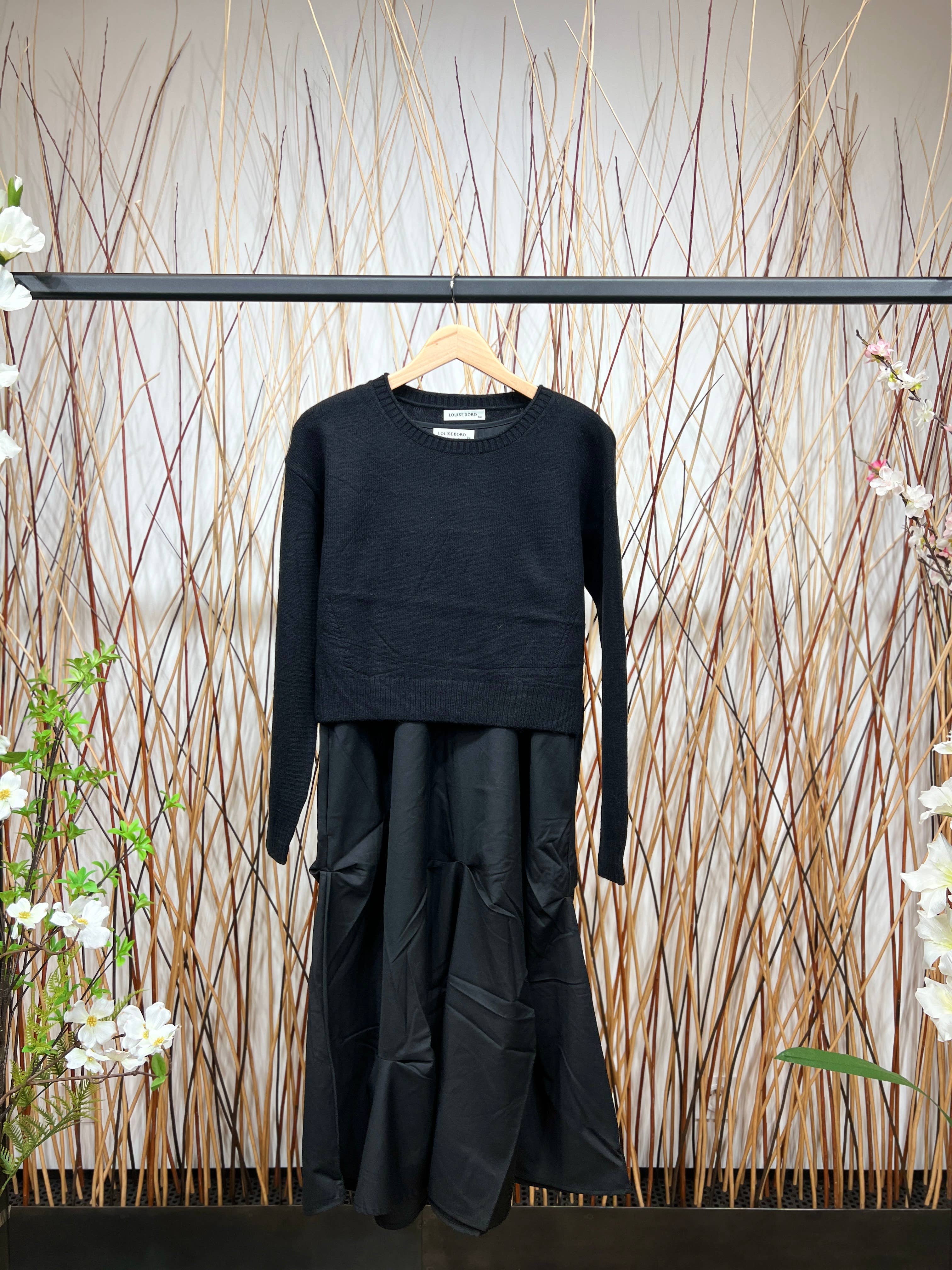 L'Emotion - Wholesale Top & Skirt Set - Women's - Cropped Slit Side Slit Sweater & Tailored Waterproof Dress Set4